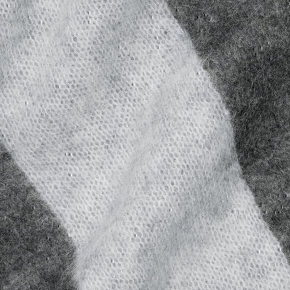 NWT Everlane Alpaca Wool Blend Knit Patterned Scarf Wrap Grey Striped - Picture 5 of 6